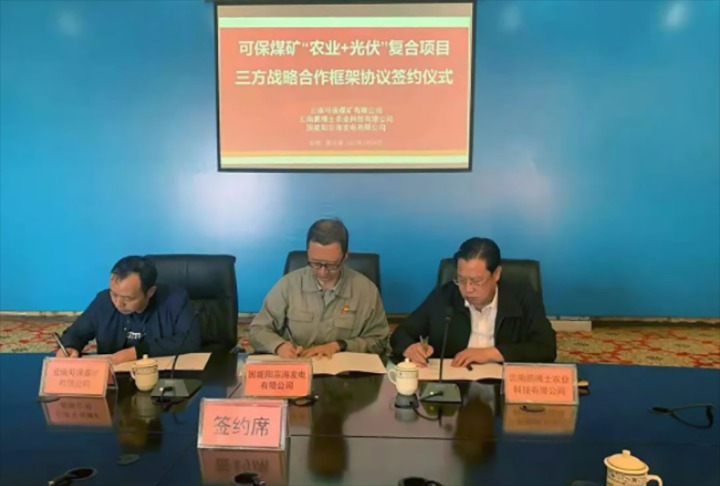 云南可保煤矿有限公司与国能阳宗海发电有限公司、、、云南鹏博士农业科技有限公司签署三方战略相助框架协议